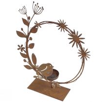 Product Bird deco flower tealight holder rust look 24×27×6cm