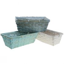 Product Planter, plant basket braided, chip basket square green/white 25cm 6pcs