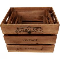 Product Vintage wooden box decorative flamed 38cm/32cm/26cm set of 3