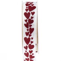 Product Gift ribbon decorative ribbon red hearts 25mm 18m