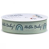 Product Gift ribbon Hello Baby decorative ribbon green 25mm 16m