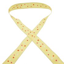 Product Gift ribbon with dots ribbon yellow 25mm 18m