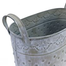 Flowerpot oval with handles Jardiniere metal 24/19/14cm set of 3