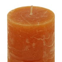 Product Pillar candles, solid-colored, dark orange Sunset, 50x100mm, set of 4