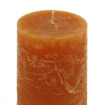 Product Pillar candles, dark orange, solid color, Sunset design, 60x100mm, 4 pieces, rustic, summer, autumn, Advent