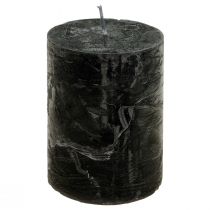 Product Black pillar candles, dyed throughout, 85x120mm, set of 2, rustic table decoration
