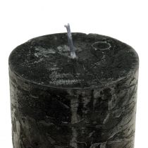 Product Black pillar candles, dyed throughout, 85x120mm, set of 2, rustic table decoration