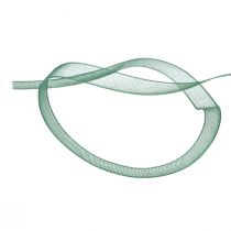 Product Organza ribbon green gift ribbon woven edge fir green 6mm 50m
