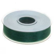 Product Organza ribbon green gift ribbon woven edge fir green 25mm 50m