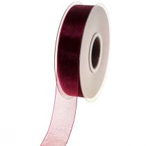 Product Organza ribbon fabric ribbon Organza Bordeaux 25mm 50m