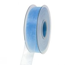 Product Organza ribbon gift ribbon light blue ribbon blue selvage 25mm 50m