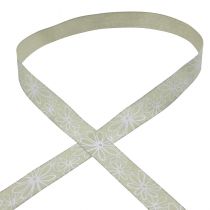 Product Gift ribbon green flowers ribbon pastel 25mm 18m