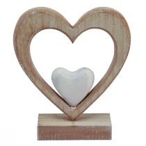 Product Decorative heart wooden decoration stand table decoration vintage H17.5cm