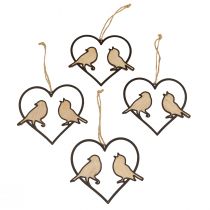 Product Hanging decoration heart with birds decoration for hanging 12cm 4pcs