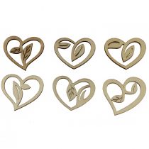 Product Wooden hearts decoration for hanging wooden decoration hearts 5.5cm 36pcs