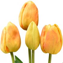 Product Orange Yellow Tulips Decoration Real Touch Artificial Flowers 49cm 5pcs