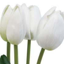 Product White Tulips Decoration Real Touch Artificial Flowers Spring 49cm 5pcs