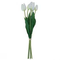 Product White Tulips Decoration Real Touch Artificial Flowers Spring 49cm 5 Pcs