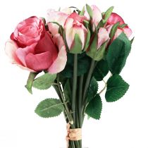 Artificial Roses Pink Artificial Roses Decorative Bouquet 29cm 12pcs