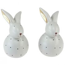 Product Easter bunny decorative figures rabbits with dot pattern 17cm 2pcs