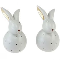 Product Easter bunny decorative figures rabbits with dot pattern 17cm 2pcs