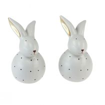 Product Easter bunny decorative figures rabbits with dot pattern 13cm 2pcs