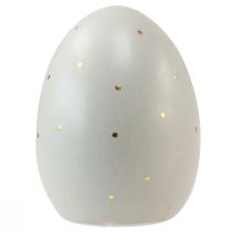 Product Ceramic Easter eggs decoration gray gold with dots 8.5cm 3pcs
