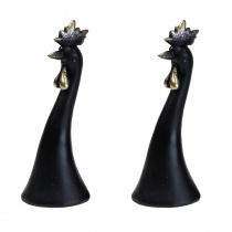 Product Easter decoration chicken decoration rooster black gold H19cm 2 pieces