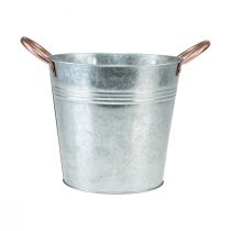 Product Flower pot bucket with handles metal decoration Ø19cm H17cm