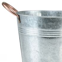 Product Flower pot bucket with handles metal decoration Ø19cm H17cm