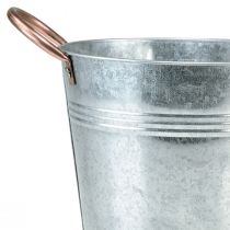 Product Flowerpot bucket with handles metal decoration Ø19cm H17cm