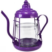 Product Tealight holder glass lantern teapot purple Ø15cm H26cm