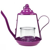 Product Tealight holder glass lantern teapot pink Ø13cm H22cm