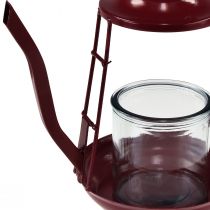 Product Tealight holder glass lantern metal jug red H22cm