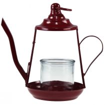Product Tealight holder glass lantern metal jug red H22cm