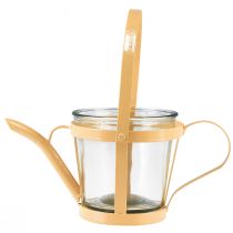 Product Lantern glass decorative watering can metal orange Ø14cm H13cm
