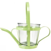 Product Lantern glass decorative watering can metal green Ø14cm H13cm