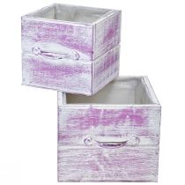 Product Plant drawer with handle pink white wood 12/15cm set of 2