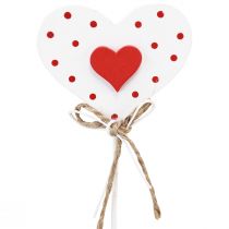 Product Hearts dotted wooden hearts flower sticks 6×5cm 18 pcs