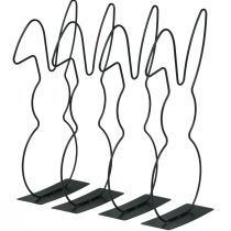 Product Decoration Rabbit Black Metal Stand Easter 30cm 4 Pcs