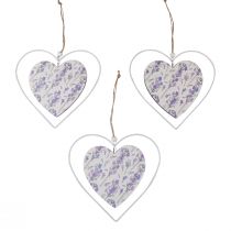 Product Decorative hearts for hanging white lilac 18.5×17cm 4pcs