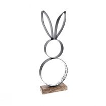 Product Easter bunny black silver rabbits metal wood 13.5×37cm