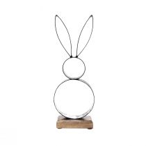 Product Easter Bunny Black Silver Rabbit Metal Wood 13,5×37cm
