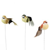 Product Feather bird on wire decorative bird with feathers green 4cm 12pcs