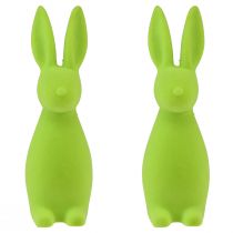 Product Flocked bunnies, apple green, Easter table decoration, 8×10×29cm, 2 pieces