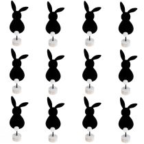 Product Stand table decoration Easter bunnies felt black 19cm 12pcs