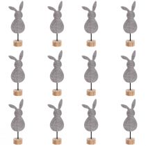 Product Stand Table Decoration Easter Bunny Decoration Felt Grey 19cm 12 Pcs