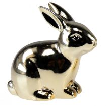 Product Ceramic rabbits gold rabbit sitting metal look 8.5cm 3pcs
