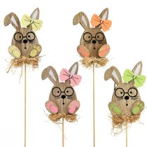 Product Flower Plug Wooden Easter Plug Rabbit with Glasses 8.5cm 12 pcs
