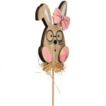 Product Flower plug wooden Easter plug bunny with glasses 8.5cm 12pcs